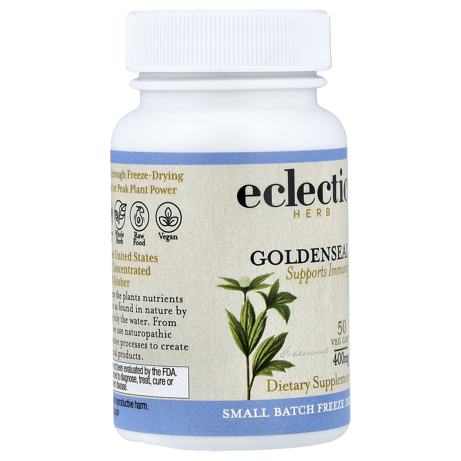 Eclectic Herb Freeze Dried, Goldenseal, 400 mg, 50 Veg Caps
