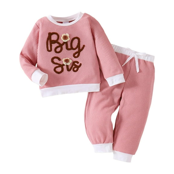 Kogui Girl Outfits Toddler Baby Girl Fall Clothes Letter Print Long Sleeve Sweatshirt Tops Elastic Waist Pants 2Pcs Outfits Size 3T 4T (Red,3-4 Years)