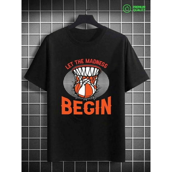 100% cotton Basketball Madness men's black Casual Unisex Shirt Crewneck tshirts Casual Unisex Shirt Cotton tshirts Basic Unisex Shirt Short Sleeve tshirts Retro Unisex Shirt Printed tshirts