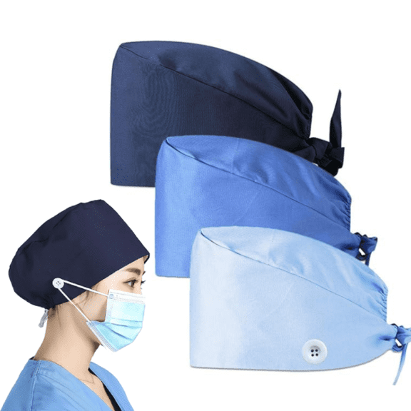 Operating Hats Nurses Gourd-shaped Long-time Service Pure Color Dull Polish Assorted Colors Buttons Bouffant Caps