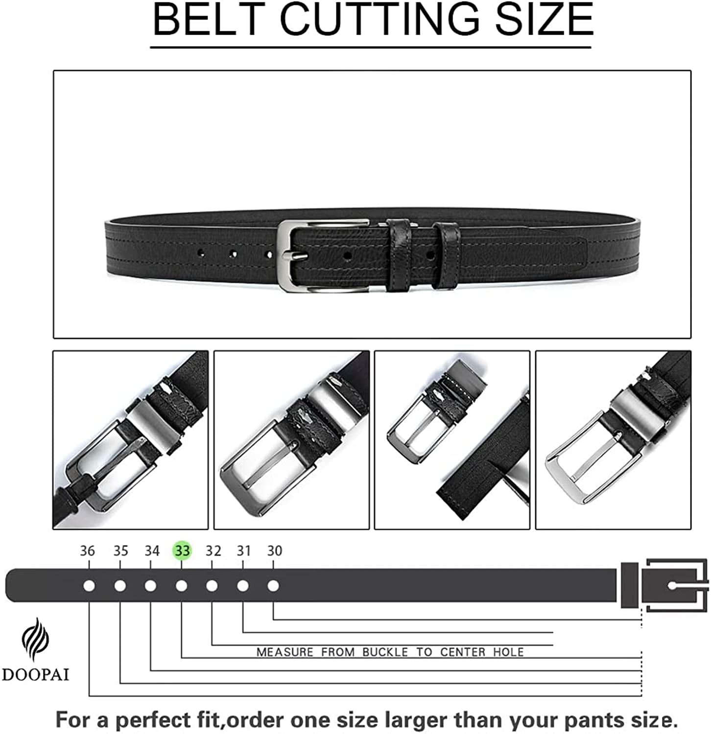 Mens Belt, DOOPAI Leather Ratchet Dress Belt for Men 2 pack Adjustable with  slide Automatic Buckle, Cut to Exact fit : : Clothing, Shoes 