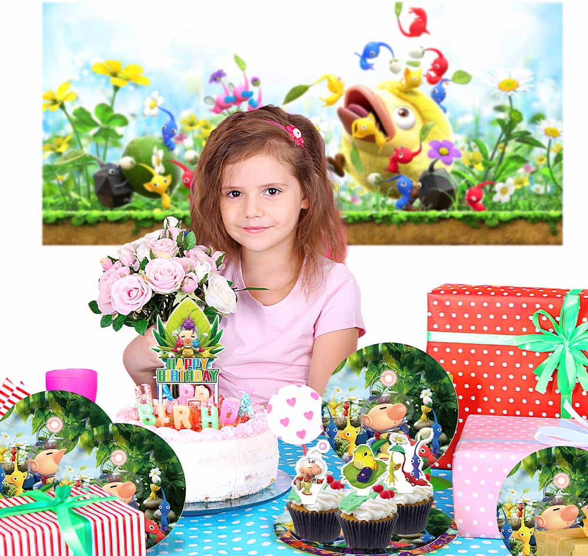 Pikmin Geburtstagsparty-Zubehör Set – 20 Teller + 20 Servietten, Für 20 Gäste, Mottoparty-Deko