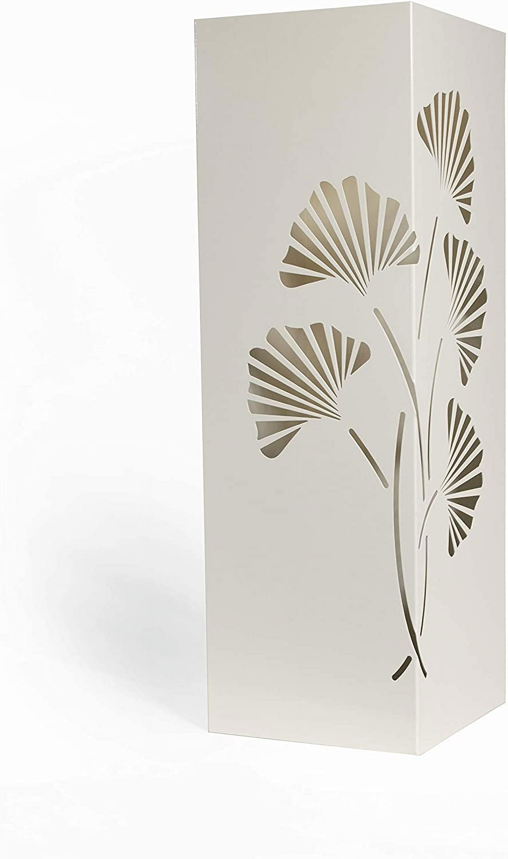 Mango Steam Modern Tall 21.75" Ginkgo Leaf Square Metal Umbrella Holder for Home, White