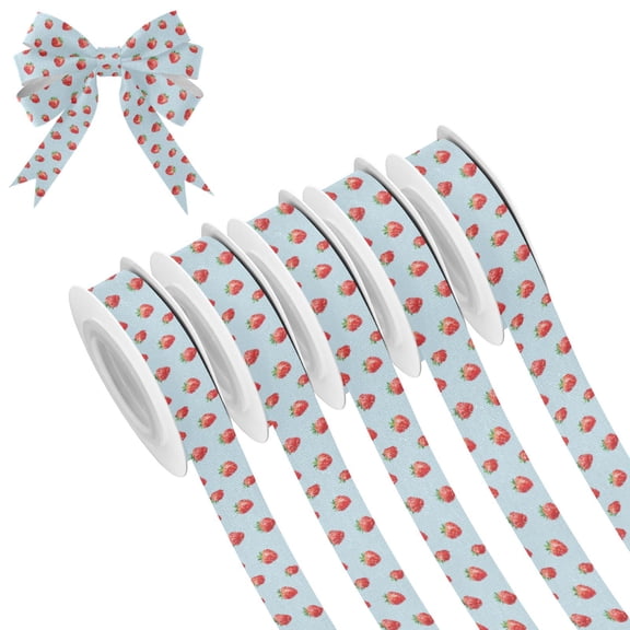 5 Rolls Christmas Ribbon 1.5 inch Wide Decorative Ribbon for Gift Wrapping and Holiday Decorations Strawberry