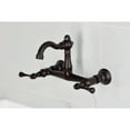 thumbnail image 3 of Kingston Brass KS3255BL Vintage Double-Handle Wall-Mount Bridge Kitchen Faucet, Oil Rubbed Bronze, 3 of 7