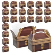 24 Pack Treasure Chest Gable Party Treat Favor Boxes for Kids Pirate Birthday Decorations (6.25 x 3.6 x 3.5 In)