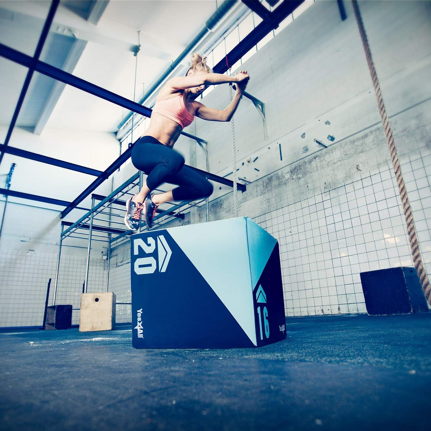 Yes4all Stackable Wooden Plyo Box, Plyometric Box With Anti-Slip Surface For Home Gym & Outdoor Workout - Black - 16