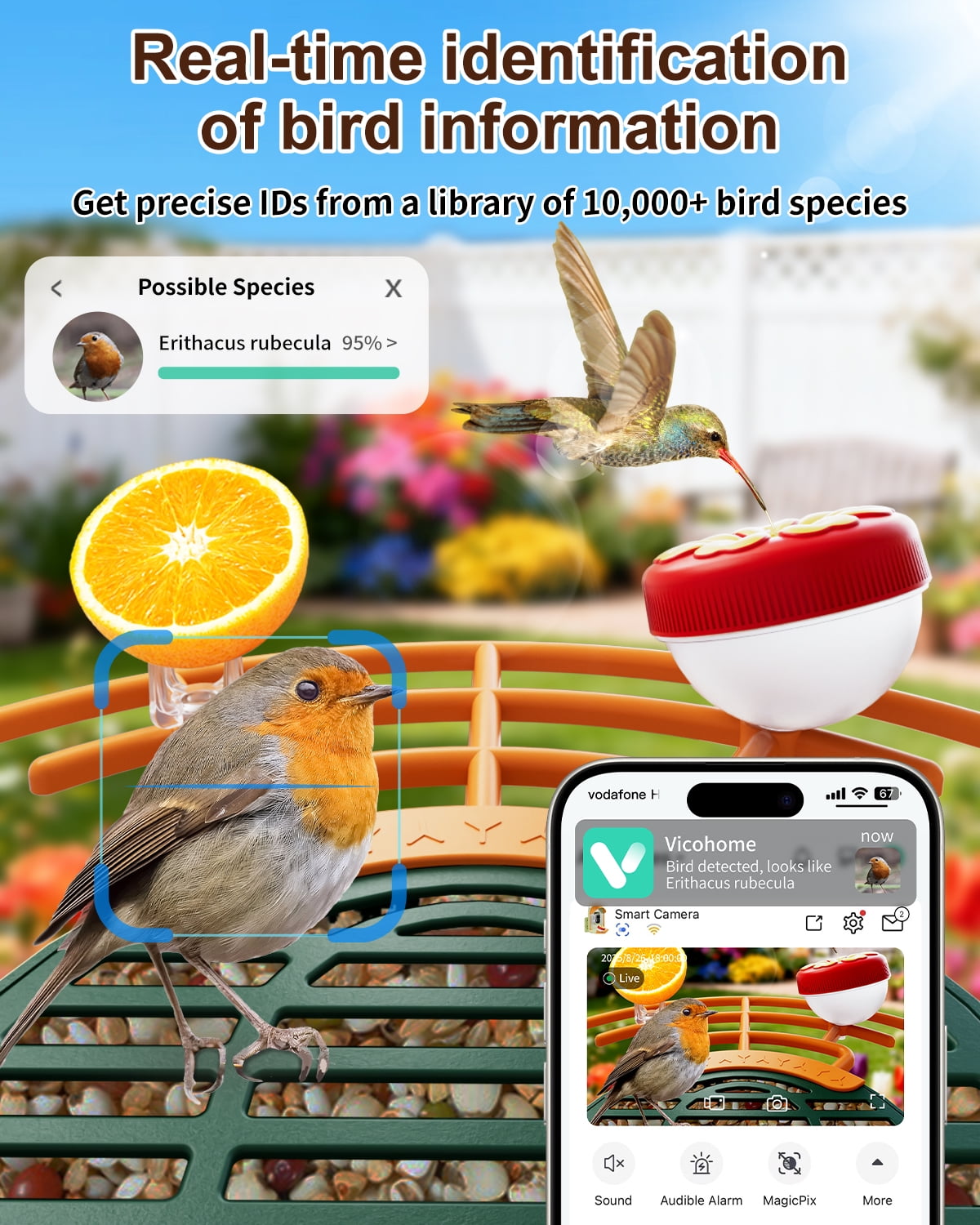 Bird Feeder with Camera, 2K HD Camera Birds Feeder Wireless Outdoor, Solar Powered Bird Watching with APP Control, Night Vision, Motion Detection Alerts, IP66 Birdfeeder for Backyard, Green