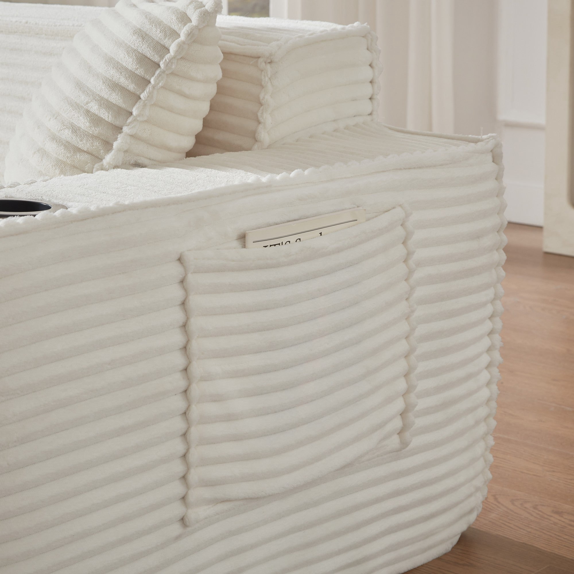 Sailvan 2-Seater Corduroy Sofa,No Assembly Modern Cloud Couch Loveseat Plush Boneless Upholstered Couch for Small Spaces White