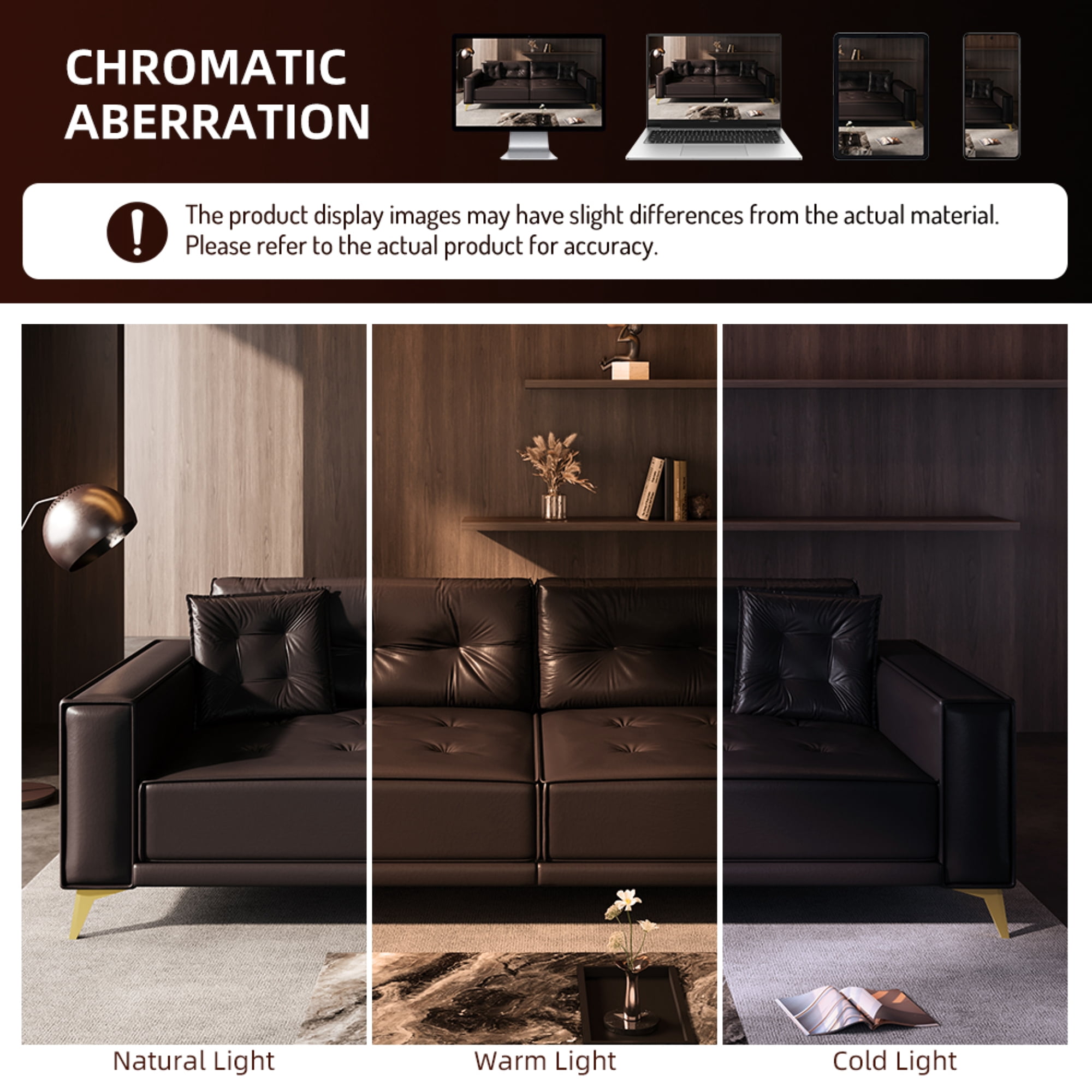 LLappuil King Size Pull Out Sofa Bed, Oversized Faux Leather 4 Seat Sofa Convertible Sleeper Sofa Bed Dark Brown