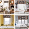 thumbnail image 5 of Blue Burnt Orange Boho Kitchen Curtain Valances for Windows Farmhouse Short Curtains, Antique Southwestern Tribal Rod Pocket Valance Curtain for Bedroom Cafe Living Room 54"x18", 5 of 8