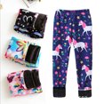 thumbnail image 2 of Ougyinr Girls Printed Fleece Lined Leggings for Kids Toddler Baby Thick Thermal Tights Warm Ankle Length Pants Winter Clothes for 12M-8T, 2 of 9