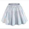 thumbnail image 6 of KHONTS Shiny Pleated Mini Skirt Metallic Skater Skirt, Great for Concerts and Cheerleader - Classic Style, Sparkly Skirt Clear XXL, 6 of 6