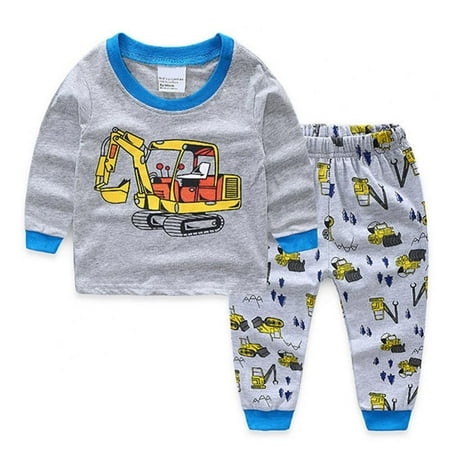 

BULLPIANO 1-7T Boys Loungewear Sets Kids Baby Pajamas T Shirt Pants Set Toddler PJS Sleepwear Sets