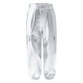 thumbnail image 3 of CHICTRY Shiny Holographic Cargo Pants Girls Boys Jazz Hip-Hop Street Dance Wear Trousers with Pockets Silver 10, 3 of 7