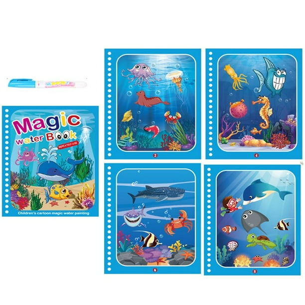 Libro de colorear reutilizable Montessori para niños, libro de dibujo de agua mágica, juguetes de dibujo de pintura, juguetes sensoriales de educación temprana para niños