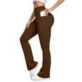 thumbnail image 4 of ManxiVoo Women's High Waist Wide Leg Yoga Pants with No Visible Lines Slight Flare and Pockets for Comfortable Yoga and Workout Sessions XL Size Brown, 4 of 5