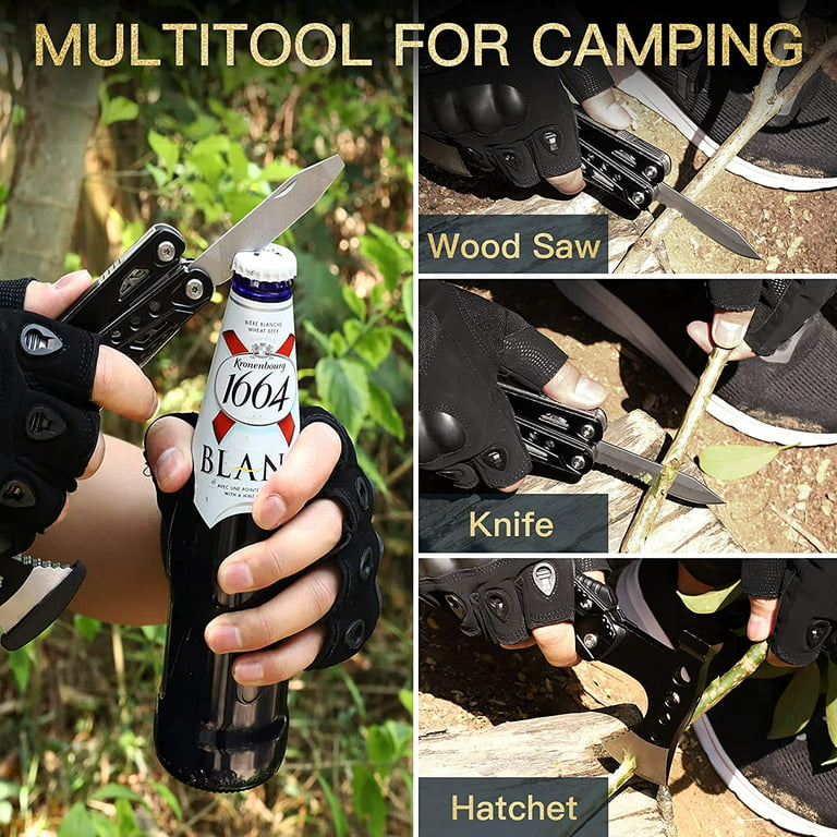 Unique Gift, Cool Gadgets, Multitool Hammer 12-in-1, JUXWONE 2023 NEW,  Portable Folding Outdoor Gear, Survival Tool Kit, Safety Lock, Screwdriver,  Pliers, Knives, Saw, Durable Nylon Sheath, EDC 