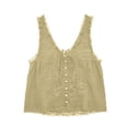 thumbnail image 5 of WRKEKC Cami Tank Tops for Women V-Neck Lace Trim Button Front Linen Sleeveless Top with Tie Detail and Loose Boho Style for Summer, 5 of 6