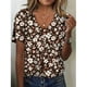 thumbnail image 2 of Top HOTYD de manga corta con cuello en V y estampado floral bohemio para mujer, 2 of 2