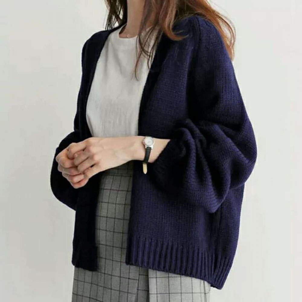 #NEW Women  chunky knitted woman  long  bobble sleeve cardigan TOP 