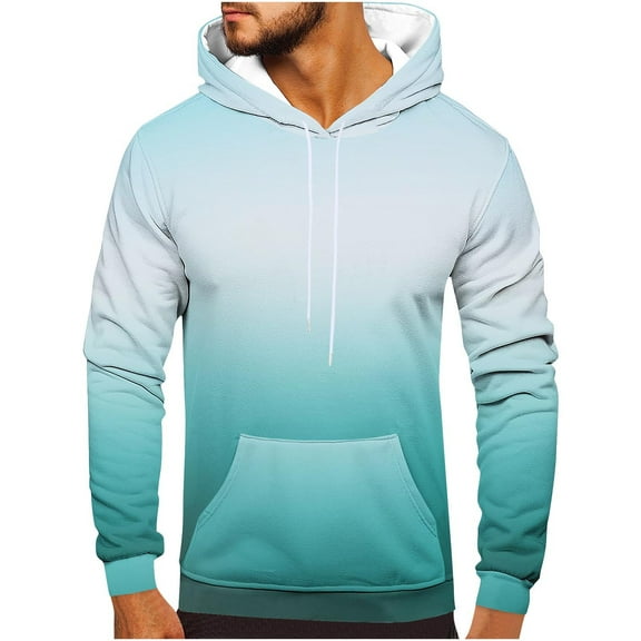 Big & Tall Hoodies for Men with Front Pocket Fleece Lined Sweatshirts Plus Size S-5X Mens Trendy Gradient Printed Long Sleeve Pullover Hoodie Tops