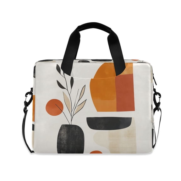 FORMRS 16" Laptop Bag Carrying Sleeve Case with Handle Travel Shoulder Briefcase, White Abstract Shapes
