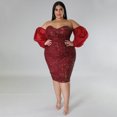 thumbnail image 3 of AURA Sequin Bodycon Dress Women Long Sleeve Sexy Party Club Evening Dress, 3 of 7