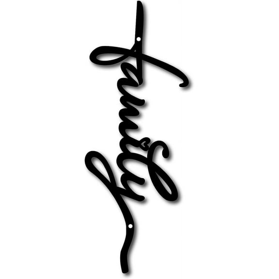 Family Wall Art Black Metal Word Decorate Rustic Letter Signs Hanging Word Cutout Decoration