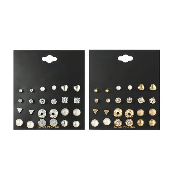 Raindrops earring packs Stud Earrings Chic Crystal 24 Pairs Women Casual Occasions