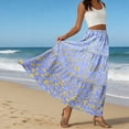 thumbnail image 6 of LWavelet Women Ditsy Floral Print Tiered Maxi Skirt Elastic Waist With Pockets Casual Spring Long Skirt Light Blue L, 6 of 6