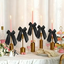 6-Pack Black Bow Ribbon Decorations Set for Gift Wrapping Candle Holders Christmas Tree Wedding Party Holiday Decor(Black)