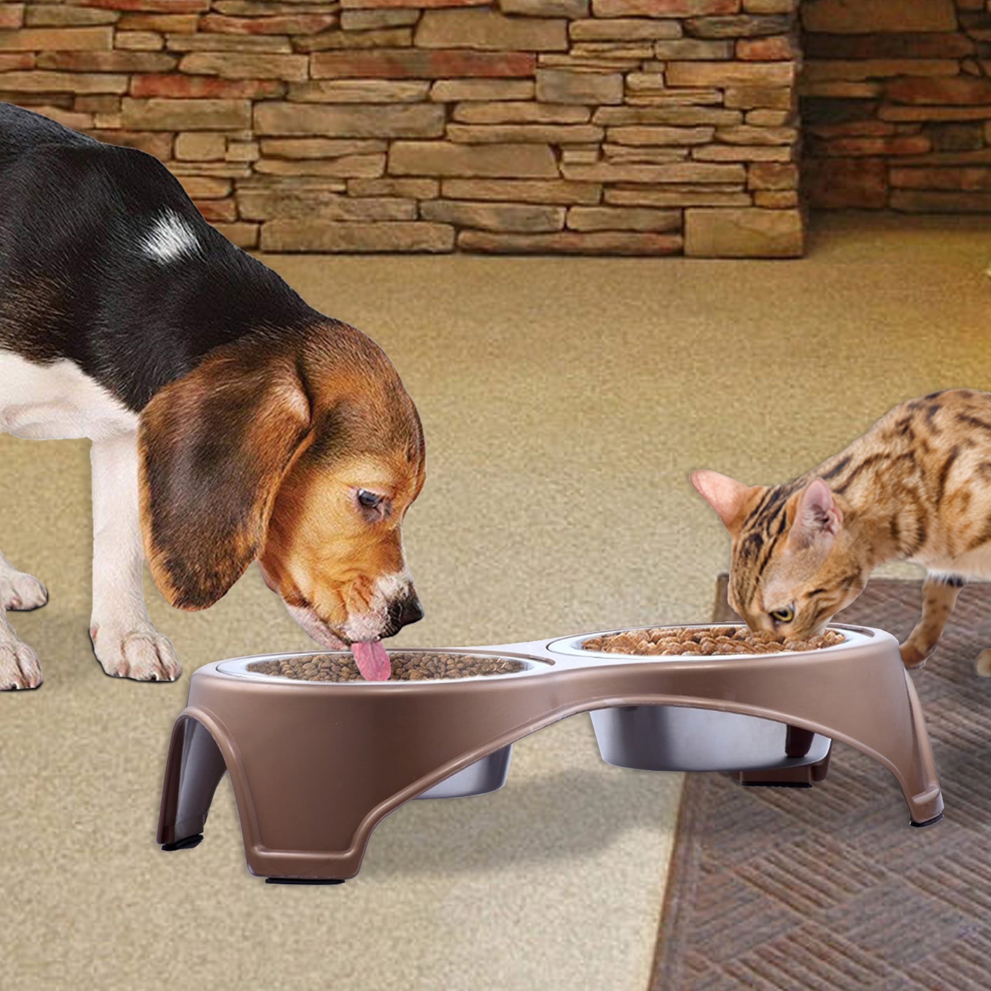 Pefilos 11.8 oz Elevated Dog Bowls with 2 Stainless Steel Pet Bowl for Large Medium, Small Dog and Cats, Gold M Pefilos 11.8 oz Elevated Dog Bowls with 2 Stainless Steel Pet Bowl for Large Medium, Small Dog and Cats, Gold M