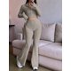 thumbnail image 5 of Conjunto de Dos Piezas para Mujer, Pantalón Corto de Larga con Cremallera y Pantalones, Chándal Sexy y Ajustado para Estar en Casa. Caqui XL, 5 of 8