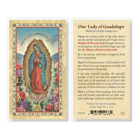 

Our Lady of Guadalupe - Mother Gold-Stamped Laminated Catholic Prayer Holy Card with Prayer on Back Pack of 25