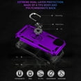 thumbnail image 5 of Protective Shockproof Phone Case For iPhone 15 Plus with Built-in 360° Rotate Ring Kickstand and Tempered Glass Screen, Purple, 6.7" Screen, 5 of 8