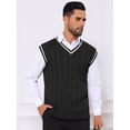 thumbnail image 4 of DARING DIVA Men's Solid Color V-Neck Sleeveless Cable Knitted Sweater Vest M Black, 4 of 7