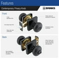 thumbnail image 3 of Brinks Contemporary Privacy Doorknob, Matte Black, 3 of 7