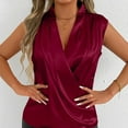 thumbnail image 4 of Women's Elegant Satin Wrap V Neck Sleeveless Tank Blouse Tee Top Elegant Tank Tops Casual Soft Comfy Shirts, 4 of 7