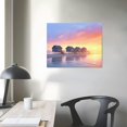 thumbnail image 3 of Shiartex Colorful Beach Pictures Print on Canvas Romantic Long Pier at Sunset Wall Art Dreamlike Coast Artwork for Living Room Bedroom Decoration Stretched and Framed Ready to Hang 20x16 in/16x12 in, 3 of 4
