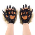 thumbnail image 5 of Yvsxxv Khaki Plush 3D Animal Paw Winter Warm Gloves Cute Handwear, 5 of 7