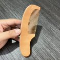thumbnail image 3 of Peine plano curvo con forma de plátano y mango de madera de haya y melocotón, portátil, para barba y cabello de niños, 3 of 6