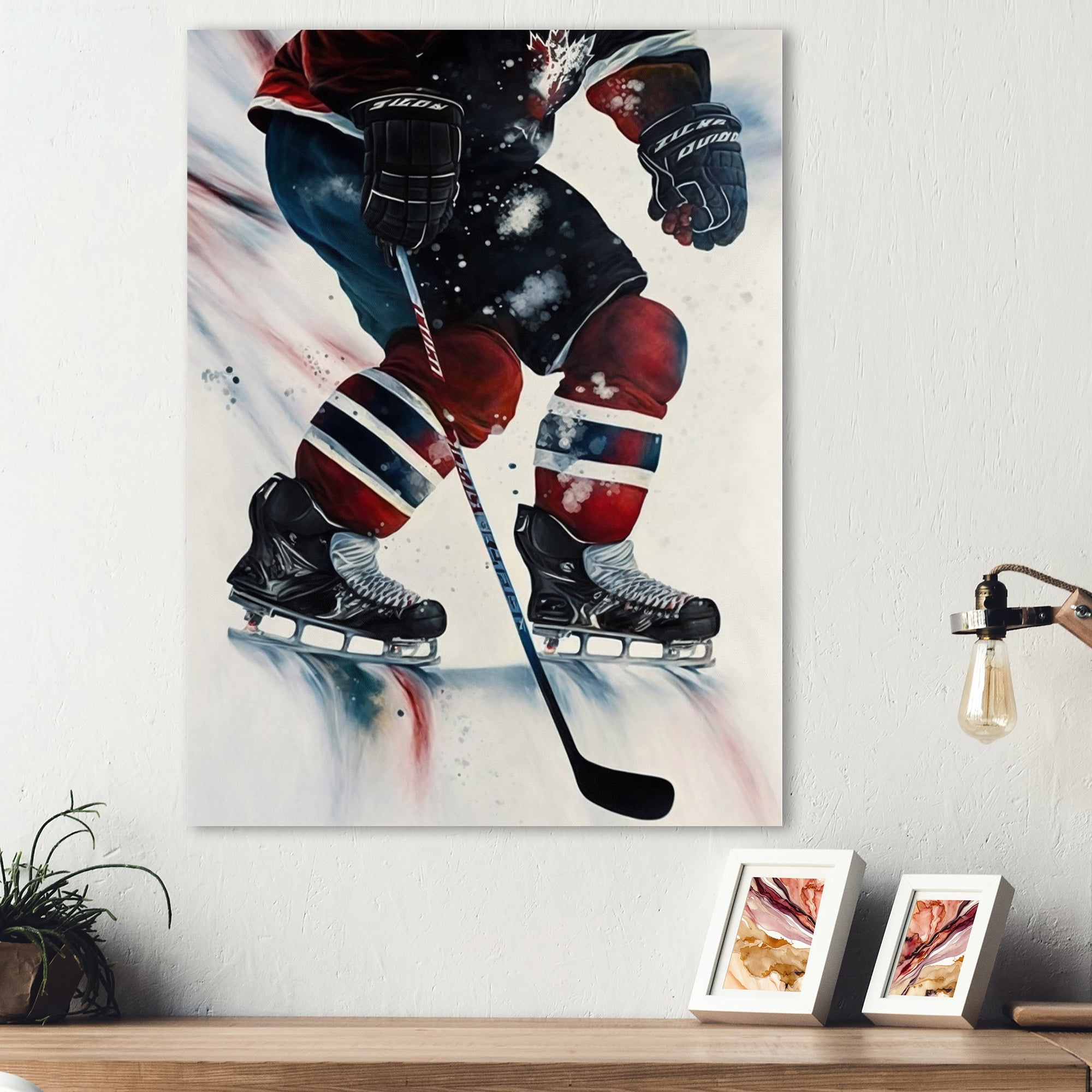Designart Hockey Player On Ice During Game II Canvas Wall Art