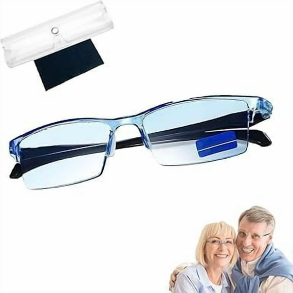 Blue Ease Optics Glasses, Clear Automatic Zoom Reading Eyeglasses, Smart Look Far and Near Blue Glasses（Blue）