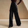 thumbnail image 5 of Women's Pants for Work,Women's Polka Dots Print Wide Leg Pants Patched Elastic Waist Casual Loose Trousers, 5 of 9