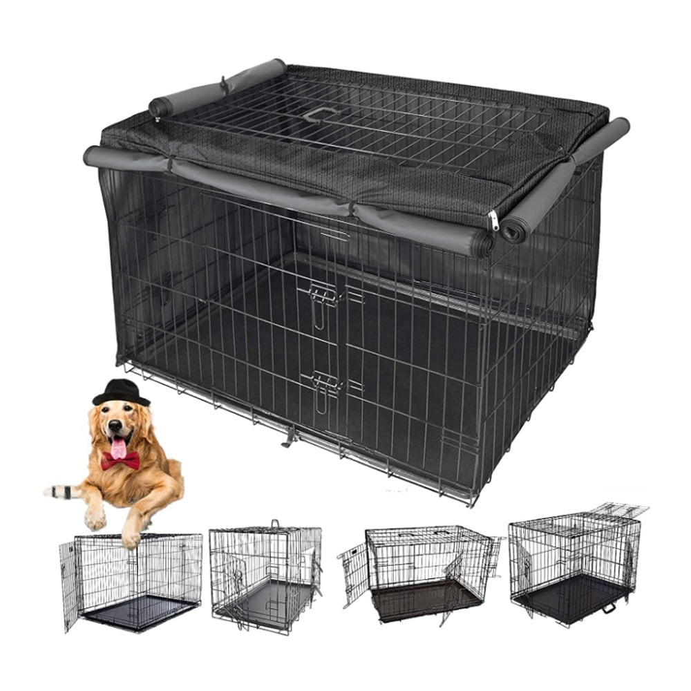 Dog Crate Cover for 37 Inch Metal Crate Heavy Duty Mesh Kennel Covers Fits 1 2 3 Door Standard Metal Crate Black Walmart