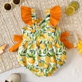 thumbnail image 4 of Wxolcjlv Baby Girls Romper Fly Sleeve Bow Lemon Orange Print Jumpsuit Cute Casual Bodysuits,6-12M, 4 of 5