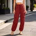 thumbnail image 5 of Noric Women's Plus Size High Waist Cargo Pants Loose Lightweight Casual Drawstring Workout Yoga Athletic Joggers with Pockets, 5 of 6