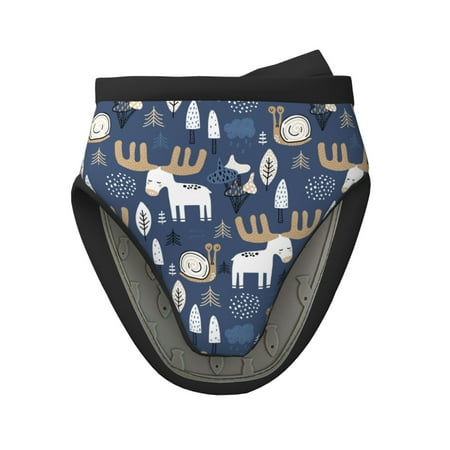 

Pofeuu Forest Elk Print Thickened Mini Silicone Oven Mitts Heat Resistant Rubber Oven Mitt Gloves Finger Pinch Grips Pot Holder Silicone Potholder