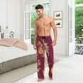 thumbnail image 3 of Men's Pajama Pants with Pockets Sleepwear Lounge Pants Stretch Casual Red Floral Japanese Flower, 3 of 7
